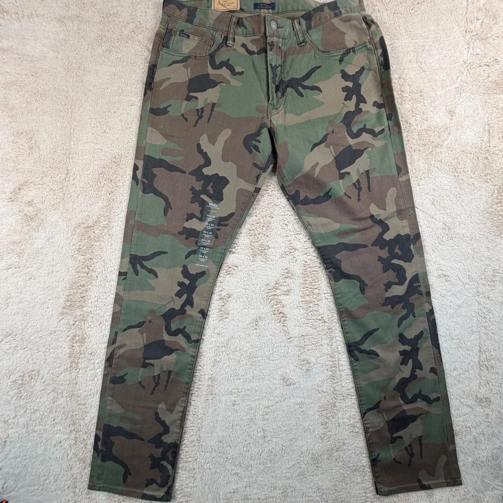 Polo Ralph Lauren Mens Size 34x34 Sullivan Slim Jeans Polo Pony Camo Print NEW